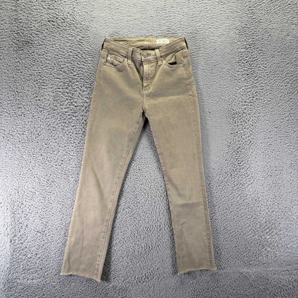 AG Adriano Goldschmied Mari Jeans Women's 24x26 Green Cotton Denim Crop Straight